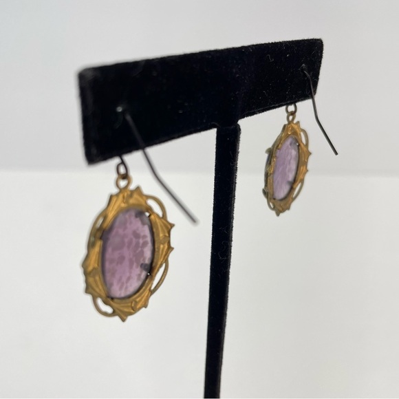 Purple Glass Dangle Earrings - Picture 9 of 10